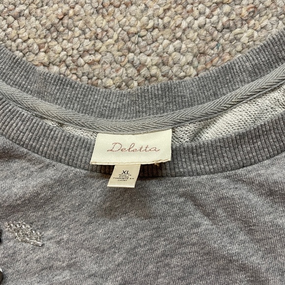 Anthropologie Deletta grey beaded sweatshirt XL - Picture 7 of 9